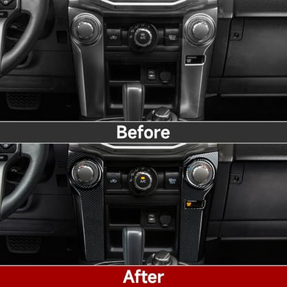 Car Air Conditioner Handle ABS Sticker Carbon Fiber Decal Cover Interior Trim Accessories for Toyota 4Runner SUV 2010-2025 Black - color: Air Conditioner Handle