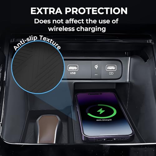 Wireless Charging Protective Mat for KIA Sorento 2026 2025 2024 2023 2022 2021, Center Console Interior Accessories Silicone Anti-Slip Wireless Charger Cover Pad for 2021-2026 Sorento, Black - style: Fits for KIA Sorento 2021-2026
