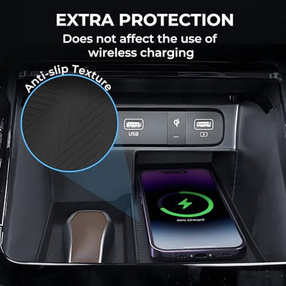 Wireless Charging Protective Mat for KIA Sorento 2026 2025 2024 2023 2022 2021, Center Console Interior Accessories Silicone Anti-Slip Wireless Charger Cover Pad for 2021-2026 Sorento, Black - style: Fits for KIA Sorento 2021-2026