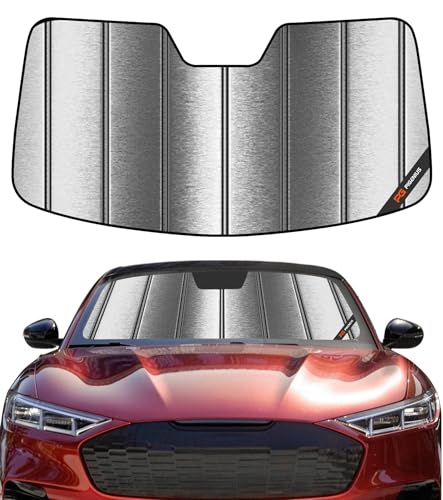 Pigenius Windshield Sunshade for Ford Mustang 2015-2023 Without Rearview Mirror Mounted Camera - Metallic - color: Metallic Silver, size: 2015-2023 Without Rearview Mirror Mounted Camera