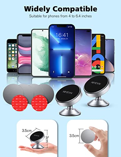 2 Pack Magnetic Phone Holder for Car, [ Strong Magnet ] Magnetic Phone Holder, Dashboard Phone Holder Mount 360 Adjustable, Car Mount for iPhone Samsung etc All Smartphones, Sliver - color: Sliver