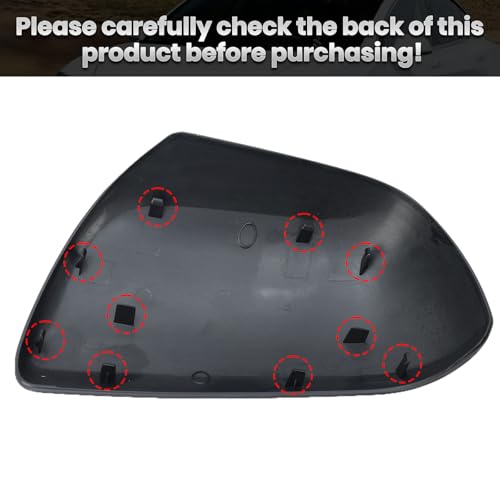 Compatible with 2012-2020 Toyota Sienna Right Side Mirror Cover Cap, White Passenger Side Clip-on Mirror Cap Replacement Without Turn Signal Light Replaces for 87915-08021-A0 - color: Right White