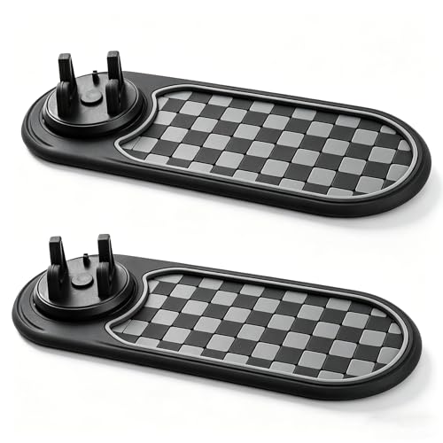2 Pack Newly Upgraded Anti Slip Mat for Car Dashboard with Improved Phone Holder,Multifunctional Car Anti-slip Mat,360°Rotating Phone Mount,Multi-functional Support Anti-slip Pad for Sunglasses,Keys