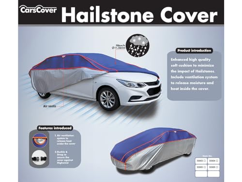 CarsCover Hail Protector Hailstone Car Cover Padded Multi-Layered Full Protection All Weatherproof Waterproof Anti Frost Hail Car Covers (Fit up to 185 inch Long) - size: Fit up to 185 inch long
