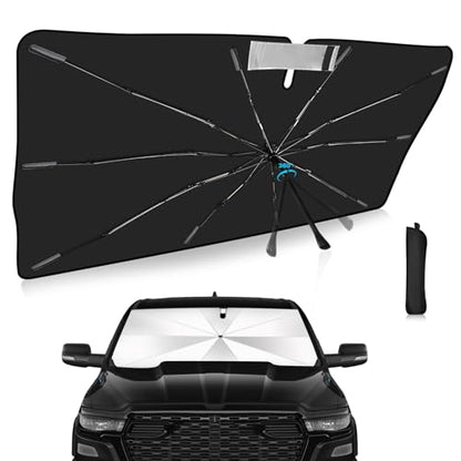 Windshield Sun Shade Umbrella Custom Fit for Dodge RAM 1500 2019-2025 Foldable UV Protection Car Cover, Emergency Rain Shield & Dashboard Protector - Durable Auto Accessory - size: For Dodge RAM 1500 2019+