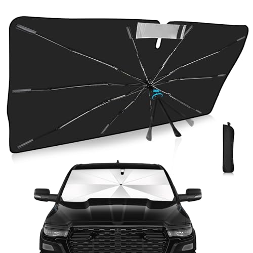 Windshield Sun Shade Umbrella Custom Fit for Dodge RAM 1500 2019-2025 Foldable UV Protection Car Cover, Emergency Rain Shield & Dashboard Protector - Durable Auto Accessory - size: For Dodge RAM 1500 2019+