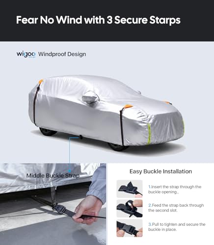 Wigoo Toyota RAV4 Car Cover 1996-2026, Custom Fit Waterproof All Weather Outdoor Full Exterior SUV Cover, Windproof Rain Sun UV Snow Dust Protection, Paint-Safe Lining, Door Zipper, RAV4 Accessories - size: For Rav4 (1996-2026)