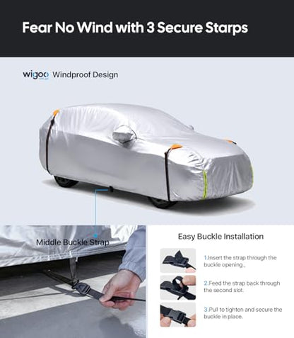 Wigoo Toyota RAV4 Car Cover 1996-2026, Custom Fit Waterproof All Weather Outdoor Full Exterior SUV Cover, Windproof Rain Sun UV Snow Dust Protection, Paint-Safe Lining, Door Zipper, RAV4 Accessories - size: For Rav4 (1996-2026)
