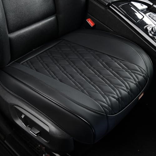 TIEHESYT Black Leather Seat Covers for Cars, 1PCS Seat Cover Front Bottom Seat Cushion Cover, Universal for Most Vehicles, Automotive Interior Seat Protector, Car Seat Cover for Men and Women - color: Black Diamond, size: 1 PCS