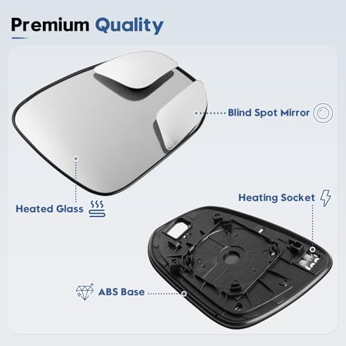 Blind Spot Mirrors for 2013-2025 RAV4, 2014-2024 4runner, 2016-2025 Tacoma, Power Heated Mirrors for Anti-Fog with Passenger Side Mirror Replacement, Durable Backing Plate OE# 8793142E50 879310R280 - size: 13-25 RAV4, 14-24 4runner