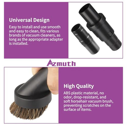 25mm Horse Hair Round Dust Brush, 1.25" Vacuum Brush Attachment with 2Vacuum Hose Adapter for Shark Vacuum Attachment and Most Household Vacuum Cleaners - 3 Pcs - style: 3-Pack