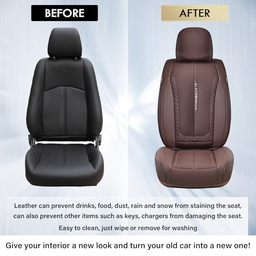 Coverado Car Seat Cover Front Seats, Brown Seat Covers Front Seats, Nappa Leather Waterproof, Car Seat Cushion, Car Seat Protector Universal Fit Most Cars - color: Z-Brown, size: Front