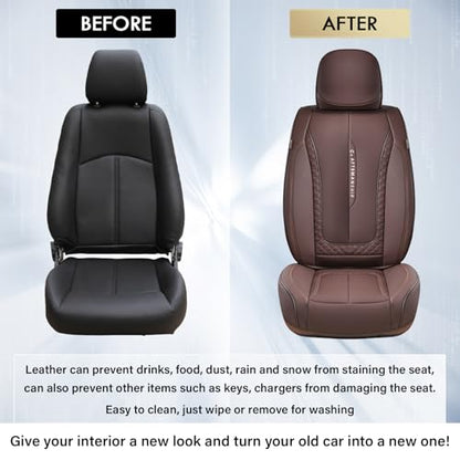 Coverado Car Seat Cover Full Set, Brown Seat Covers Front Seats Back Seat Covers, Nappa Leather Waterproof, Car Seat Cushion, Car Seat Protector Universal Fit Most Cars - color: Z-Brown, size: FullSet