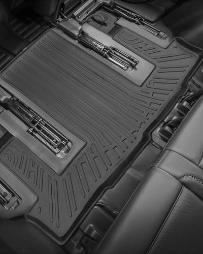 All Weather Floor Mats for Chevy Tahoe 2026-2021/ for GMC Yukon 2026-2022 (Only for 7 Seater), Custom Fit for Front 2nd 3 Row Backseat Floor Liners & Trunk Mats, Heavy Duty TPE Car Black Accessories