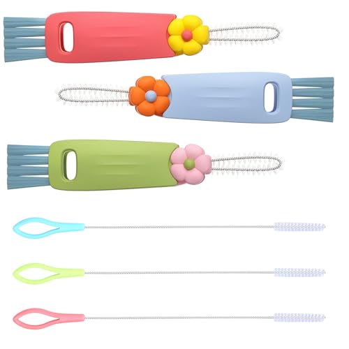 3 in 1 Cup Lid Cleaning Brush Set - Portable Straw Cleaner Tool Car Crevice Cleaner Brush Set for Bottle Gap Tight Spaces - Multifunctional Car Cleaning Brushes Cup Mouth Scrubber (1Set)