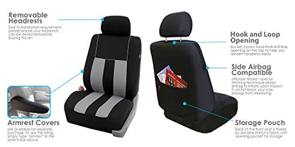 FH Group Three Row Striking Striped Full Set Car Seat Covers, Airbag Compatible & Split Ready – Universal Fit for Cars Trucks & SUVs Gray - color: Gray, size: 3 Row/7 Seater