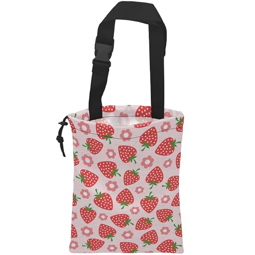 Car Trash Bag Strawberry Flower Car Garbage Bag Hanging Car Trash Can for Back Seat with Drawstring - color: Strawberry Flower