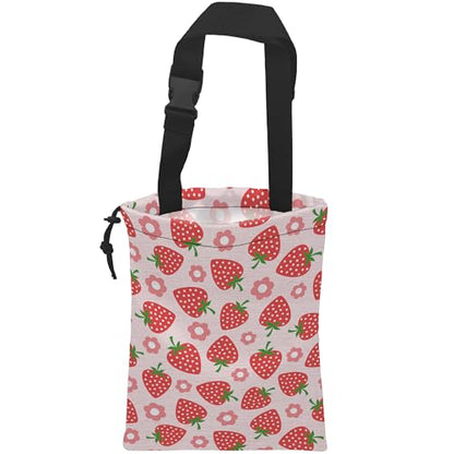 Car Trash Bag Strawberry Flower Car Garbage Bag Hanging Car Trash Can for Back Seat with Drawstring - color: Strawberry Flower