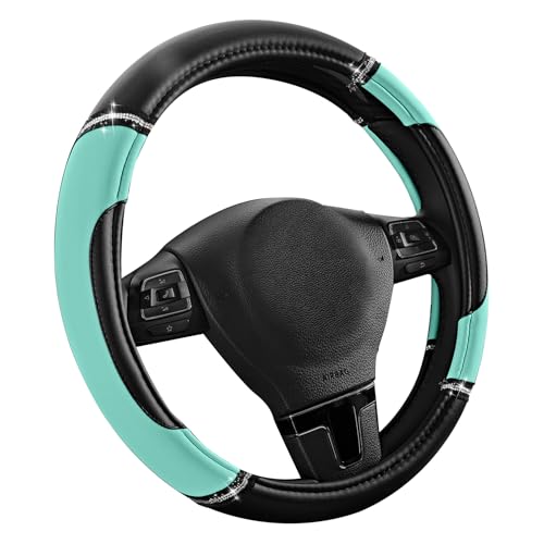 Road Comforts Leather Steering Wheel Cover - Made with PVC Leather - Anti-Slip, Universal Fit 14 1/2 inches to 15 inches - Mint - color: Mint