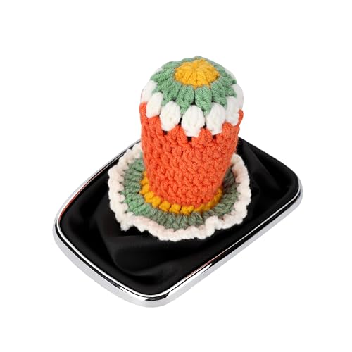 Crochet Shift Knob Cover, Universal Handmade Sunflower Boho Car Accessories for Women, Soft Shift Boots Knobs Cover Automotive Interior Fits Car Truck SUV (19#SC) - color: 19#SC