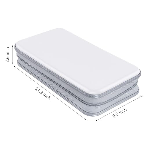 Siveit CD Case, DVD Case Holder 96 Capacity Hard Plastic CD DVD Disc Cases Storage Binder Wallet for Car Home Office Travel (White) - color: White