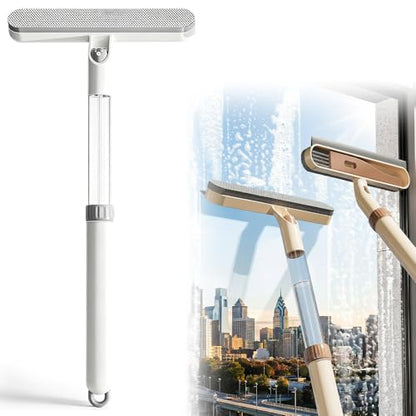 Window Screen Cleaning Brush, 2 in 1 Window Screen Cleaner Tool with Squeegee, Multi-Use Car Windshield Cleaning Tool, Window Washing Kit (White) - color: White