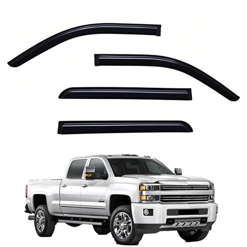 Window Visors Rain Guards fits 2014-2018 Silverado 1500 & GMC Sierra 1500, Out-Channel Window Wind Deflectors Vent Shades for 2015-2019 Silverado/GMC Sierra 2500 HD/3500 HD Crew Cab - size: 2014-2018 Silverado 1500 Crew Cab