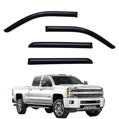 Window Visors Rain Guards fits 2014-2018 Silverado 1500 & GMC Sierra 1500, Out-Channel Window Wind Deflectors Vent Shades for 2015-2019 Silverado/GMC Sierra 2500 HD/3500 HD Crew Cab - size: 2014-2018 Silverado 1500 Crew Cab