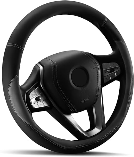 HOTOR Car Steering Wheel Cover - Universal Car Accessory for Diverse Cars, Durable Leather Cover with Anti-Slip Lining, for Steering Wheel with a Diameter of 14.5"-15",Gray - color: Gray, size: Standard Size [14.5"-15"]