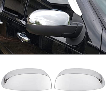 ECOTRIC Chrome Pair Half Mirror Covers Compatible with 2007-2014 Chevy Silverado GMC Sierra Tahoe Avalanche Suburban Yukon Escalade ESV View Upper Mirror Caps Replacement for 25788157 25788156