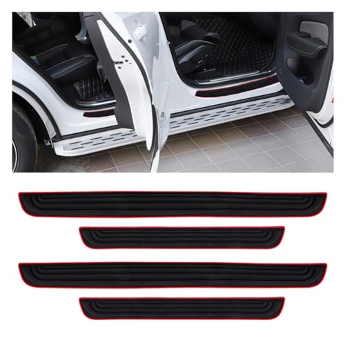 4PCS Car Door Threshold Protection, Car Door Sill Plate Step Protector, Rubber Door Edge Step Dust Shield Cover, Universal Anti-Scratch Exterior Accessories for Car SUV (Red borde) - size: 23.03"L x 1.87"W