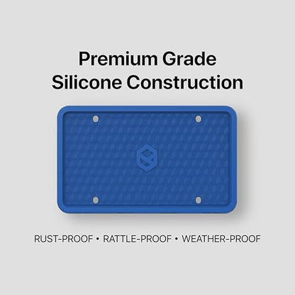 Rightcar Solutions Car Plate Frame, Silicone License Plate Frame, Rust-Proof Rattle-Proof Weather-Proof License Plate Holder for Front or Rear, Blue, 1 Pack - color: Blue