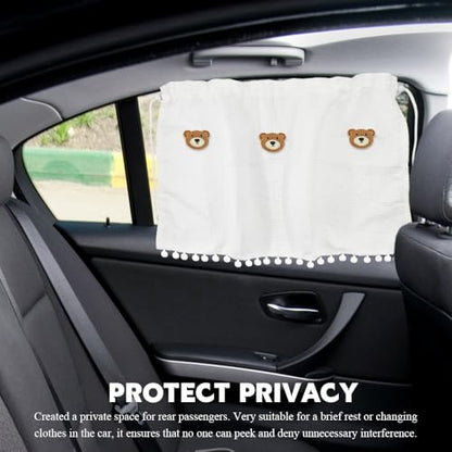 Car Side Window Sun Shade Privacy Curtain for Baby, Suction Cup Window Shade, 25"x18" Car Cartoon Sunshade Protector Heat Blocker Cover, Privacy Curtain for Kids Women (Three Bears) - color: Three Bears