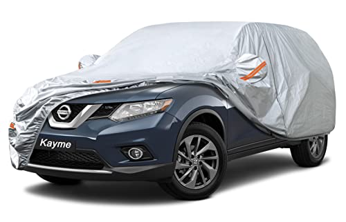 Kayme SUV Car Covers for Automobiles Waterproof All Weather Sun Uv Rain Protection with Zipper Mirror Pocket Fit Nissan Rogue, Volvo Xc60, Toyota Venza/Rav4, Porsche macan Etc (182 to 190 Inch) YL - size: C12 For SUV JEEP-Length ( 182-190 inch )