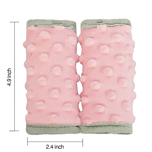 DODO NICI car seat Strap Cover for Baby, seat Belt Cover Cushion, Belt Pads fit Baby Carrier/Pushchair/Stroller, Cozy Peace Dotted Minky, Solid Pink - color: Solid pink