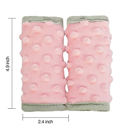 DODO NICI car seat Strap Cover for Baby, seat Belt Cover Cushion, Belt Pads fit Baby Carrier/Pushchair/Stroller, Cozy Peace Dotted Minky, Solid Pink - color: Solid pink