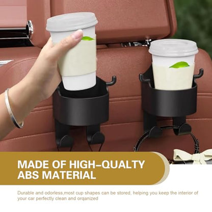 Back Seat Cup Holder, Headrest Cup Holder, Car Seat Headrest Organizer, Universal for Cars Portable Travel Accessories, 2 PCS (Black)