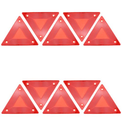 TAODAN 10PCS 6x5.2inch Red Plastic Safety Reflective Warning Sign Slow Moving Vehicle Triangle Safety Sign for Outdoor Trucks Car Golf Carts