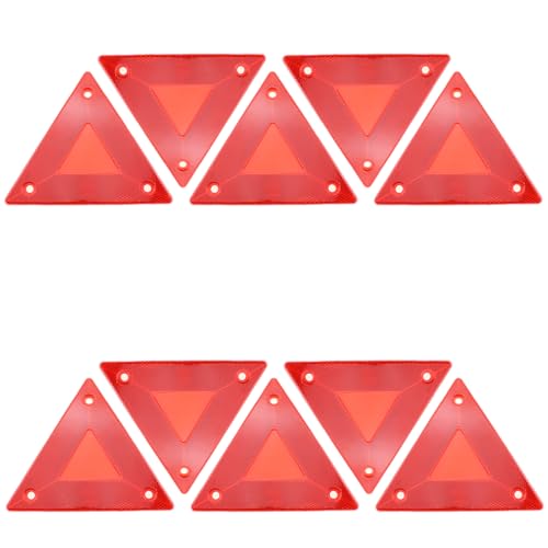 TAODAN 10PCS 6x5.2inch Red Plastic Safety Reflective Warning Sign Slow Moving Vehicle Triangle Safety Sign for Outdoor Trucks Car Golf Carts
