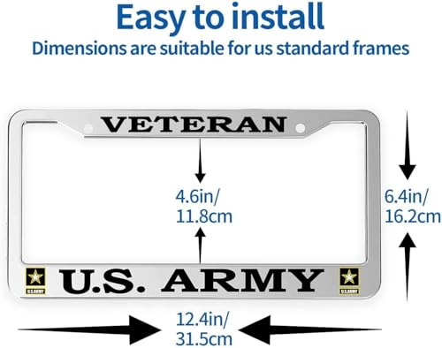 2 PCS for US Army Retired License Plate Frames,Matte Black Aluminum Veteran License Plate Holder License Plate - color: AM-RE-SILVER, size: 2pcs