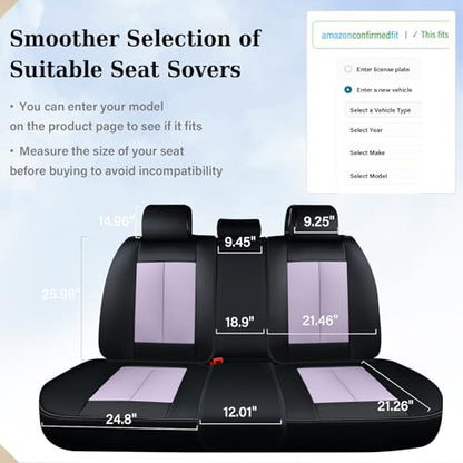 Coverado Rear Seat Covers for Cars, Waterproof Car Seat Covers Back Seat Cover, Faux Leather Seat Covers Automotive Seat Covers Seat Cushion Protector Universal Fit for Most Cars, Black&Purple - color: Black&Purple