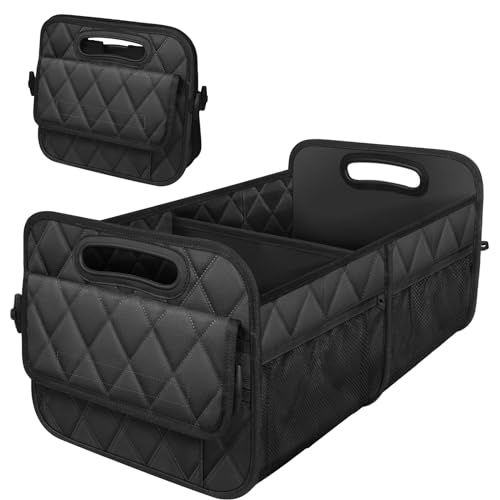 Deosk Car Trunk Organizer and Storage with 6 Big Pockets, Waterproof Polyester Trunk Organizer for SUV, Minivan, Truck (Large, Black) - color: Black, size: Large