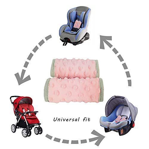 DODO NICI car seat Strap Cover for Baby, seat Belt Cover Cushion, Belt Pads fit Baby Carrier/Pushchair/Stroller, Cozy Peace Dotted Minky, Solid Pink - color: Solid pink
