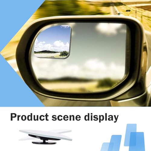 2 PCS Car Blind Spot Mirrors, Fan-shaped Wide Angle HD Convex Glass, 360 Degrees Rotatable Frameless Side Rear View Mirror, Assisted Reversing Accessory for Most Vehicles (White)