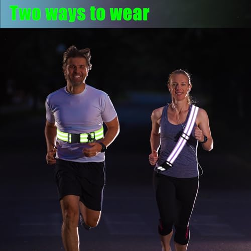 Saintrygo Reflective Sash for Walking at Night Running Gear Safety Reflective High Visibility Jacket Adjustable Sash for Walking Cycling at Night - color: Fluorescent Green,Purple
