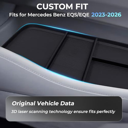 Lower Center Console Organizer Storage Tray for Mercedes Benz EQS 450+ 400 580 AMG SUV/EQE 350 350+ 500, Interior Accessories Insert Storage Tray for 2026 2025 2024 2023 EQS/EQE, Black - style: 1) Fits for 2023-2026 EQS/EQE, Lower