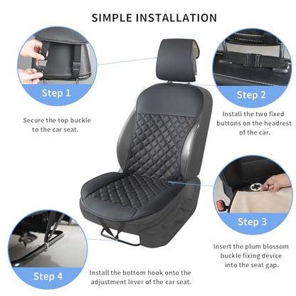 2pcs Car Seat Covers,Leather Water Proof Material No Slip Soft Car Seat Protector Side not Wrapped,for Car with Airbags,Seat Covers Universal for Most Automotive,Suvs,Vans,Trucks (Black) - color: Black