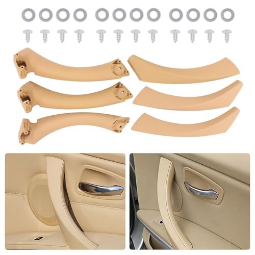 NewYall Beige Interior Door Panel Handle Pull with Outer Trim Cover for BMW E90 E91 E92 E93 3 Series 320 323 325 328 330 335 Rear Left and Front Rear Right Side - color: Beige