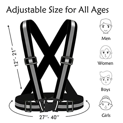 High Visibility Reflective Vest Safety Vest Running Reflective Gear Adjustable Reflective Vest for Walking,Jogging,Hiking,Night Cycling - color: Black