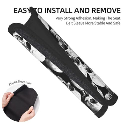 Seat Belt Cover Pad Halloween Skull Pattern Soft Safety Car Automotive Seat Belt Pads Cushion Shoulder Strap Covers for Cars or Bags, 2 Pcs - color: Halloween Skull Pattern